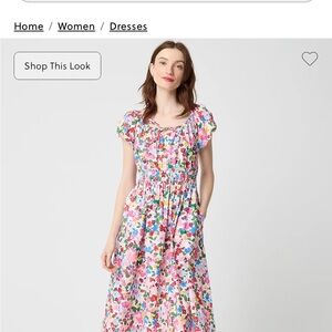 J. Crew Floral  Midi Dress with Smocked Waist NWT